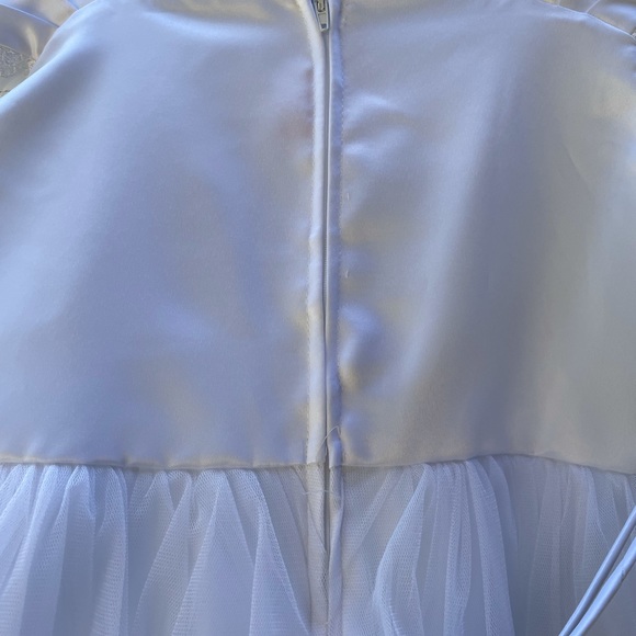 Girls Formal Dress Simple White with Detailing - Picture 6 of 8